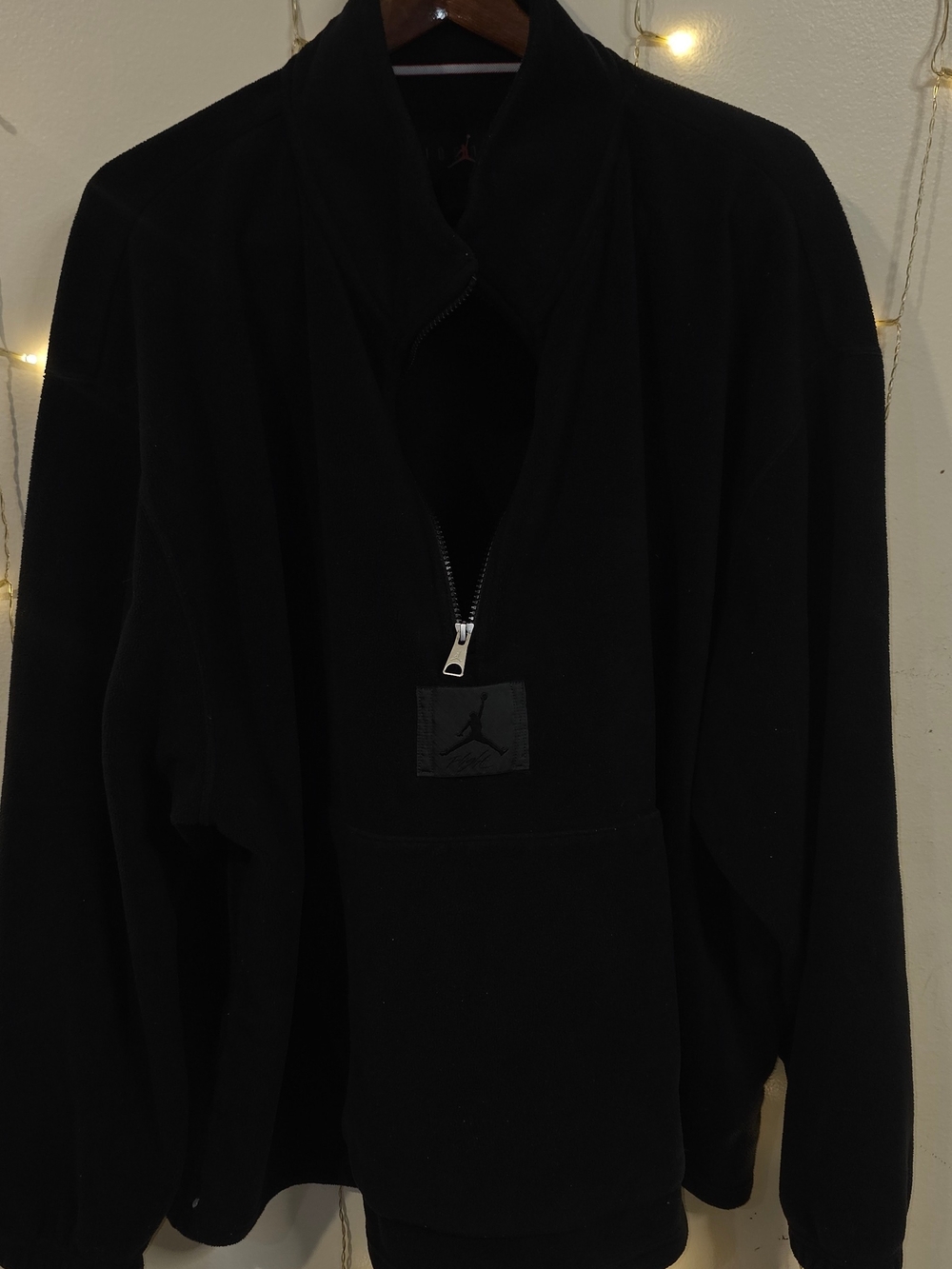 Jordan Half Zip Fleece Pullover Hoodie Men's 3XL Black Mock Neck Logo Pockets